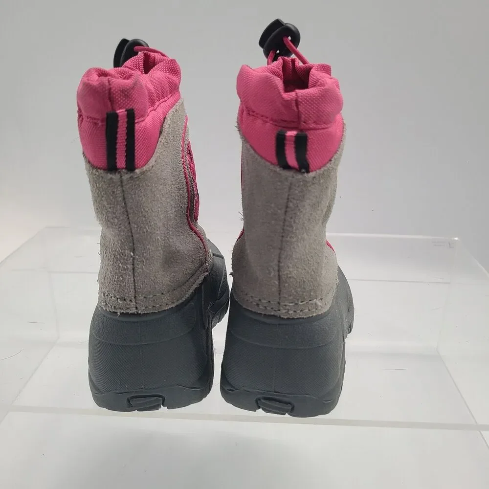 SPORTO Little Girl's 5/6 Gray & Pink Snowflake Winter Boots